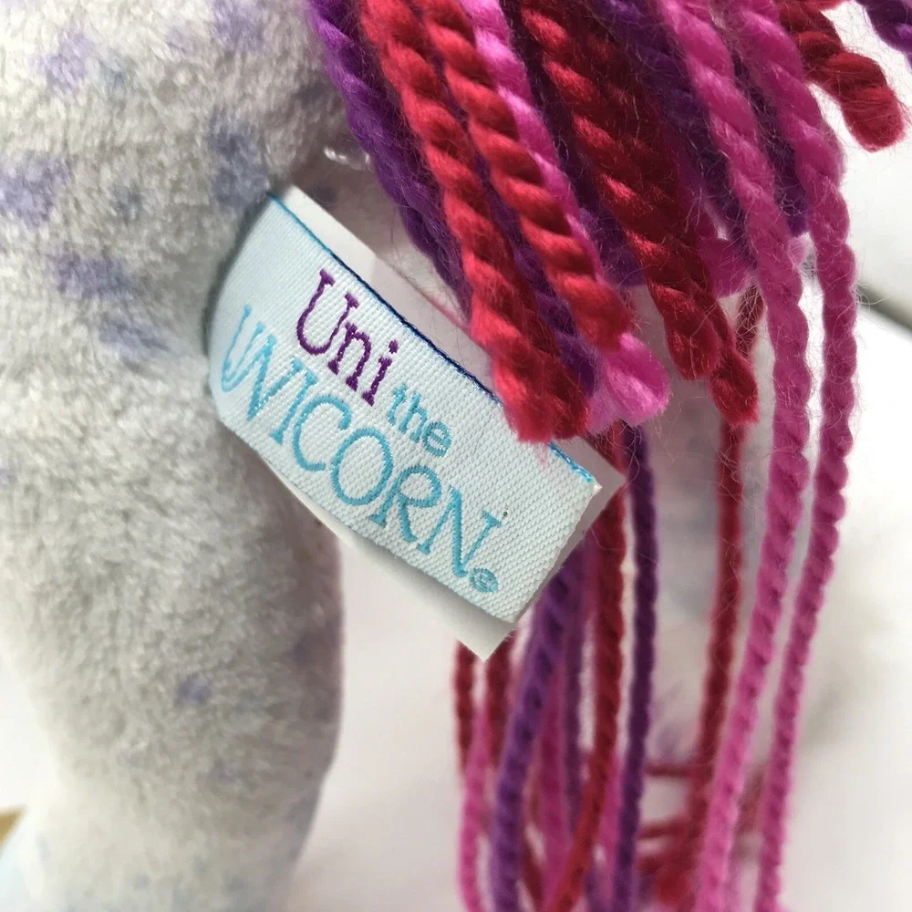 Douglas Toy  UNI the Unicorn Rainbow Yarn Hair Gold Hoofs Embroidered Eyes